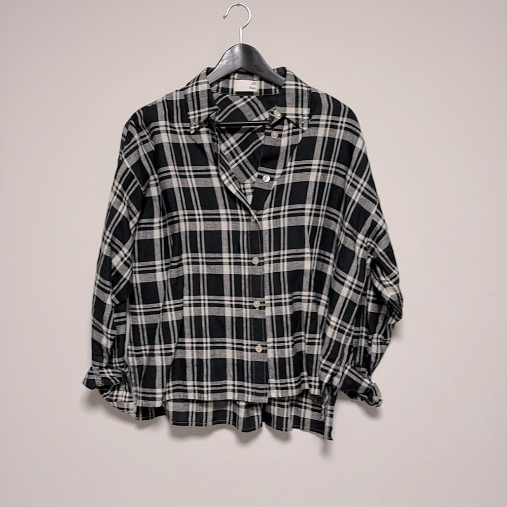 Aritzia Wilfred plaid Tanis linen button top sz xxs work once - Picture 1 of 12